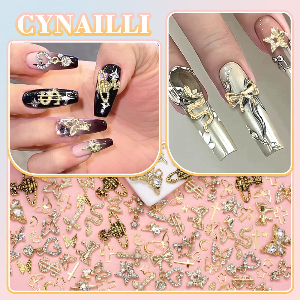 Cynailli easy-apply nail charms with glue and top coat simplify DIY decor.