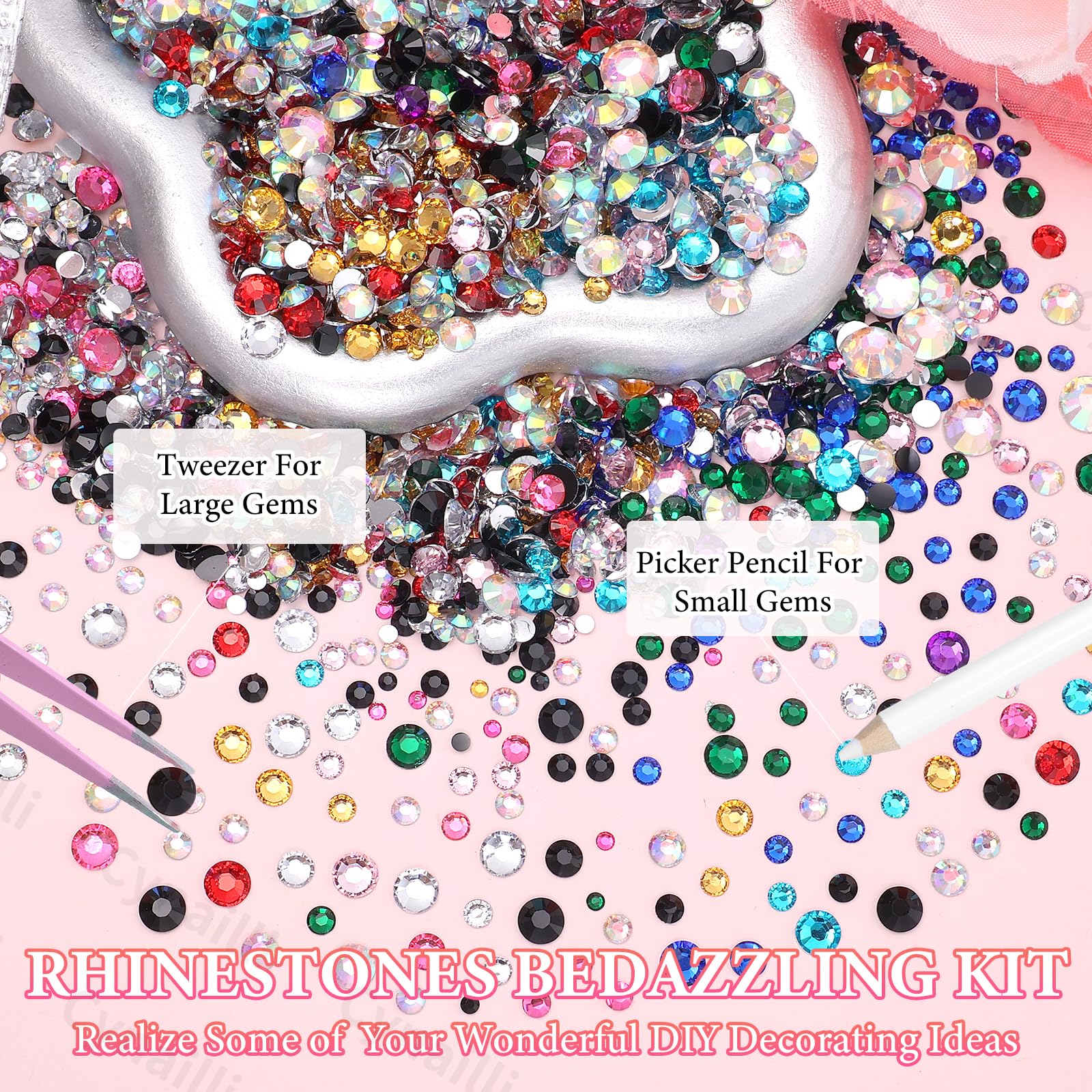 Cynailli flatback AB jelly rhinestones with delicate shine for cups and nails.