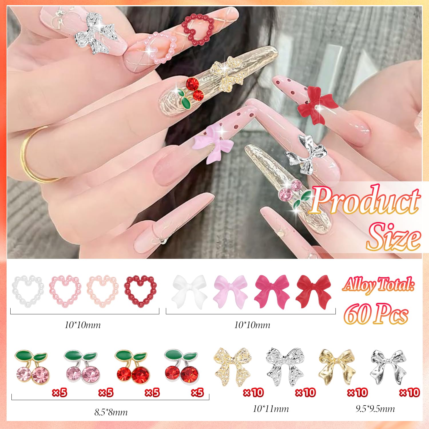 Cynailli silver and gold nail rhinestones highlight versatile Y2K charm options.