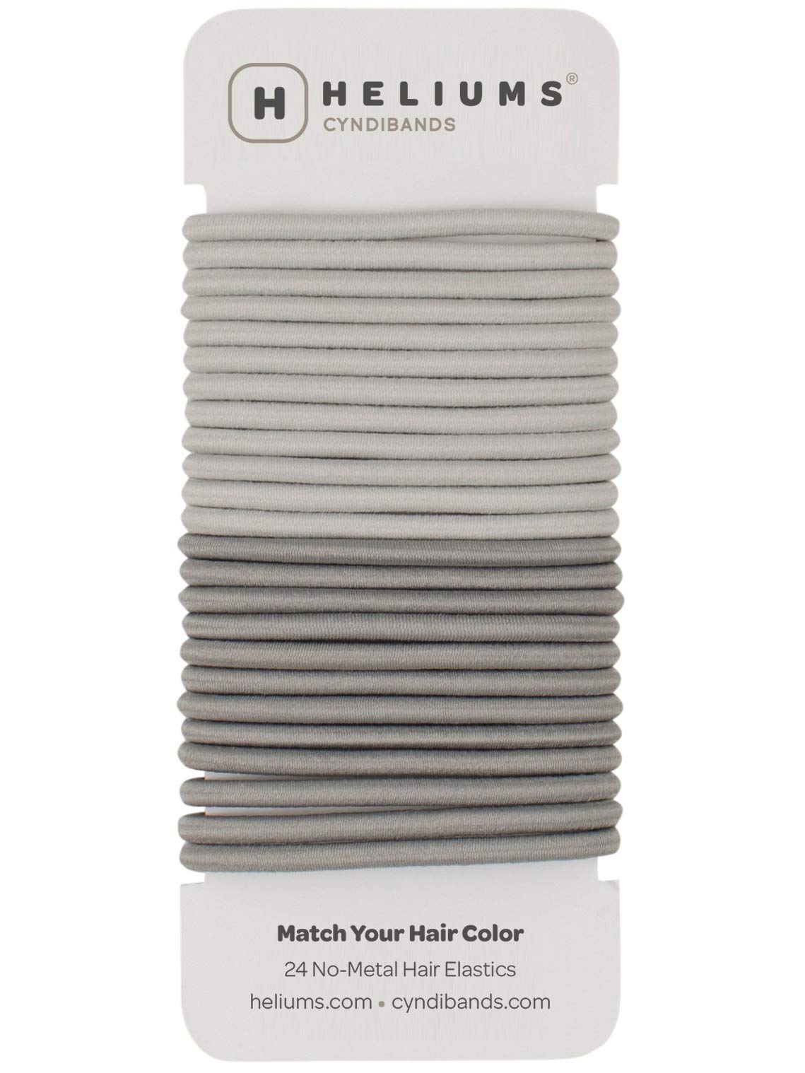 Cyndibands gray hair ties 4mm ouchless coating reduce snagging during styling.