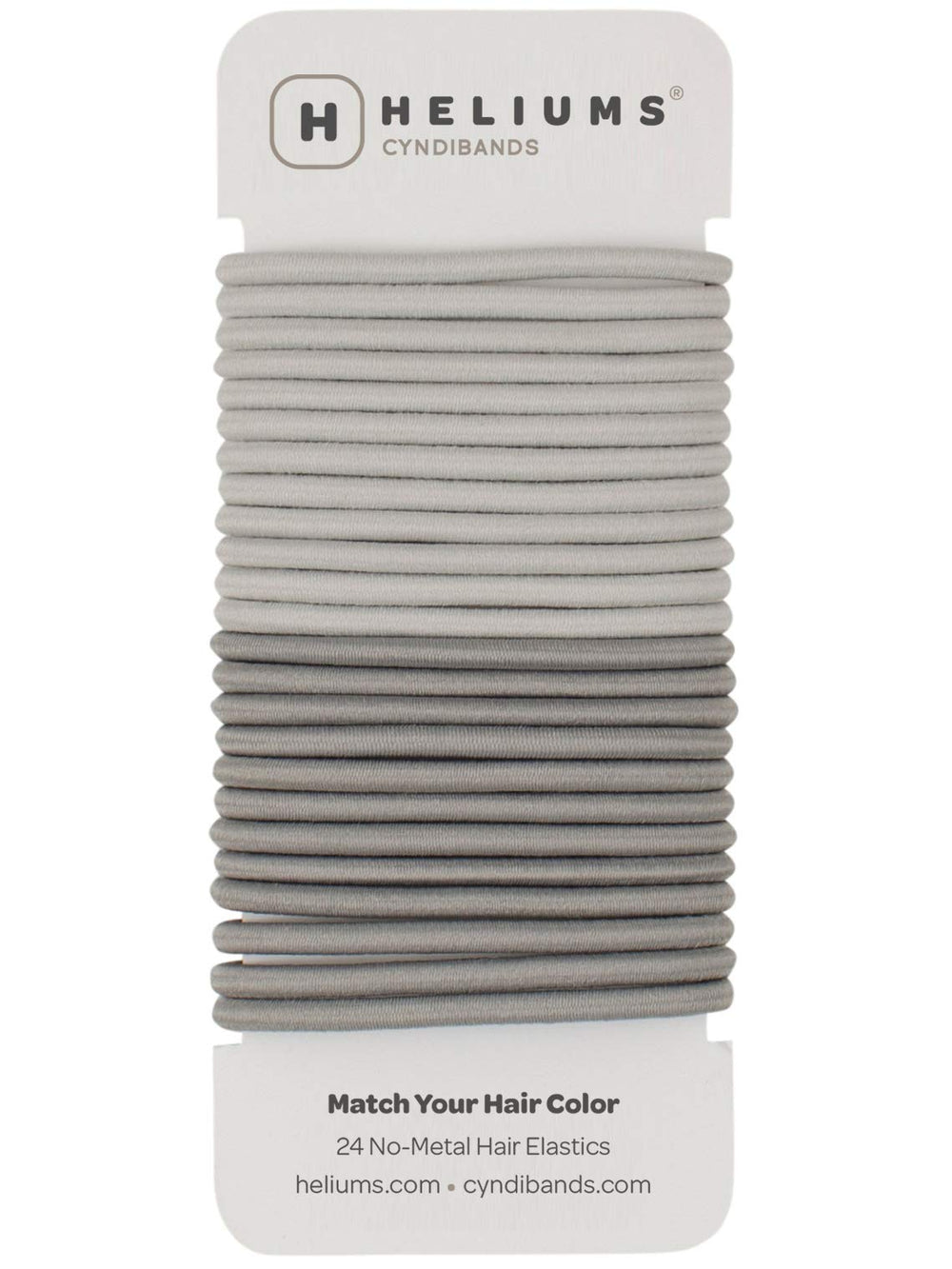 Cyndibands gray hair ties 4mm ouchless coating reduce snagging during styling.