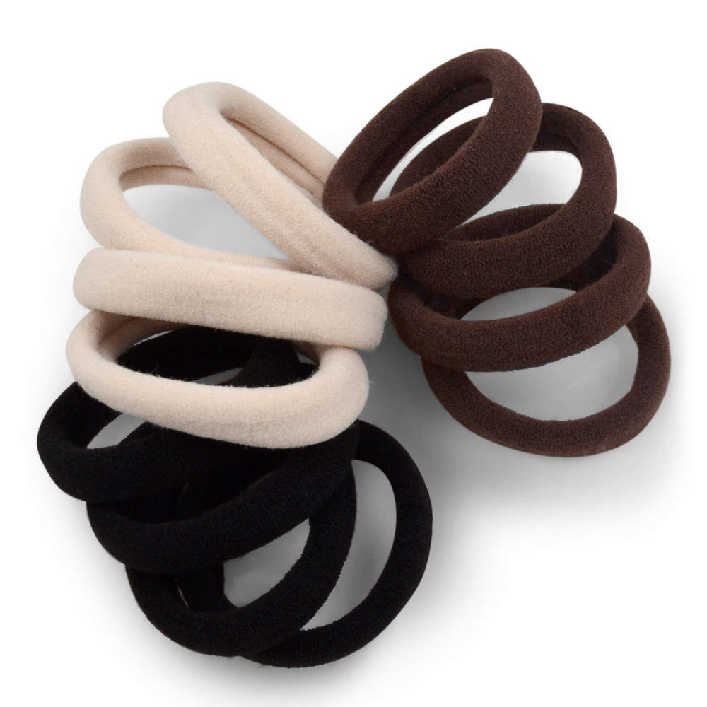 Cyndibands seamless hair ties in neutral pack provide gentle, snag-free hold for everyday styling.
