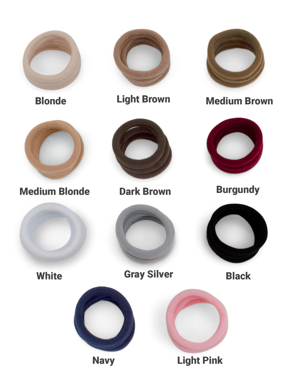 Cyndibands standard size 1.5-inch tie shown for versatile looping around ponytails.
