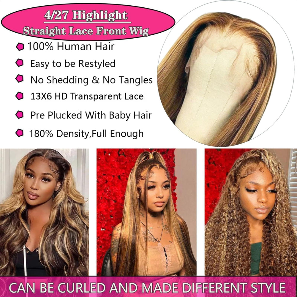 Cypha honey-blonde highlight 4-27 straight wig with vibrant color