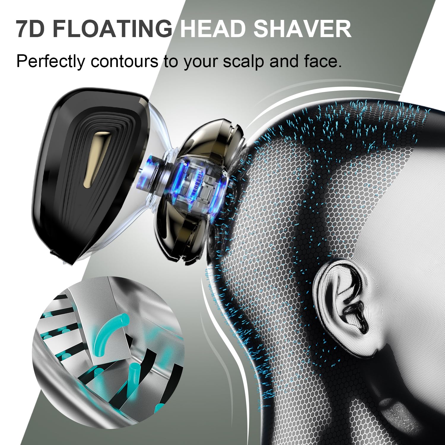 Cyruzi 7D floating flex technology adapts to scalp contours for close shaving