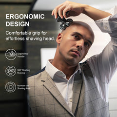 Cyruzi head shaver with 7D floating flex adapts to scalp contours.