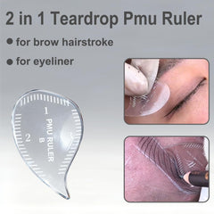 CZJOOY teardrop brow ruler demonstrates mapping brows with symmetry for consistent results.