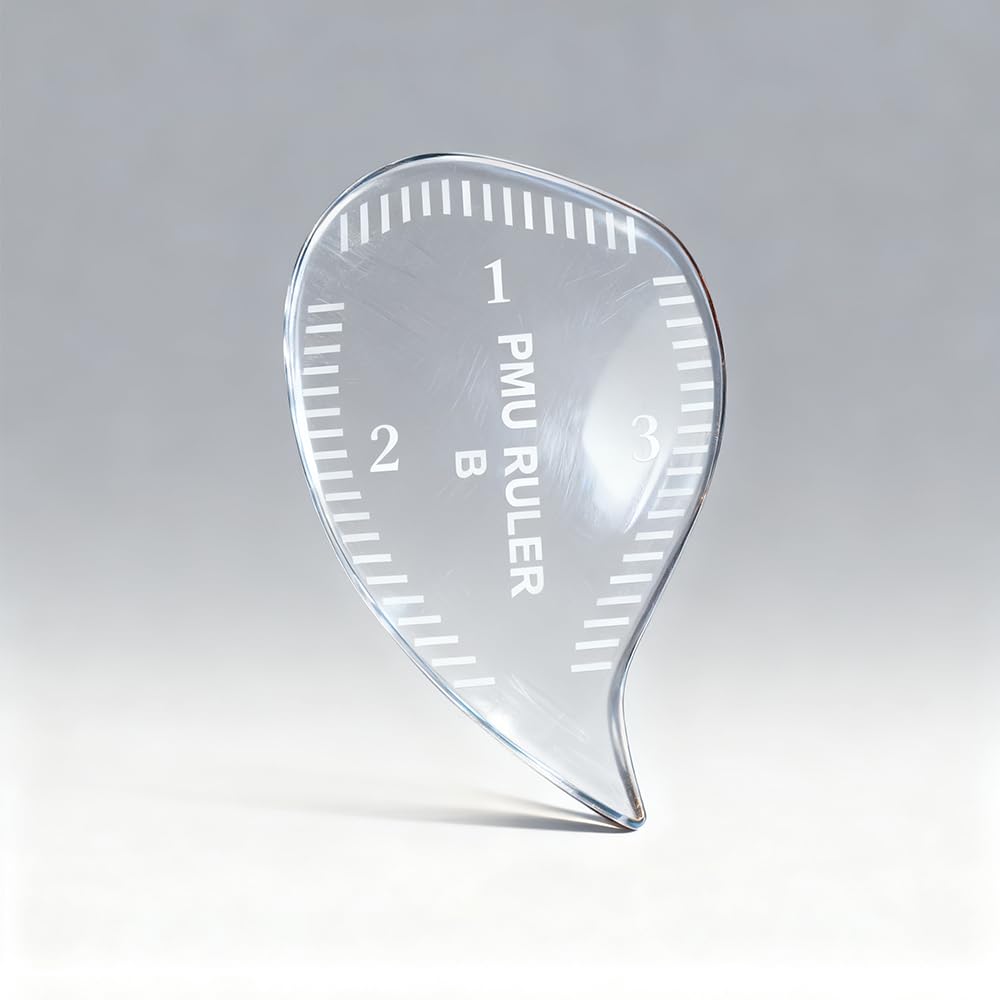 CZJOOY teardrop brow ruler setup for precise hairstroke mapping and eyeliner guidelines.