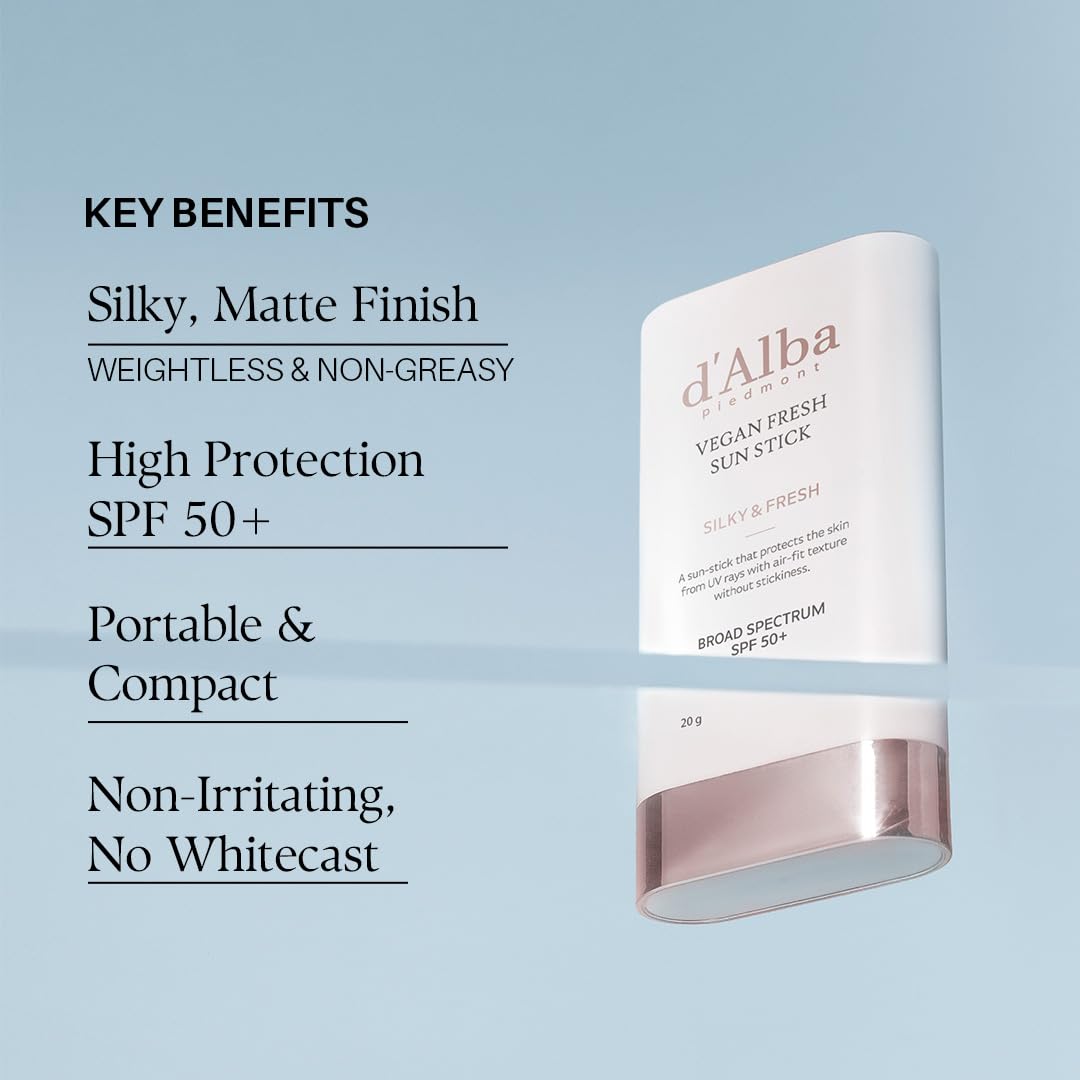 d'alba Piedmont Air Fit Fresh Sun Stick SPF50+ label visible for trust and protection
