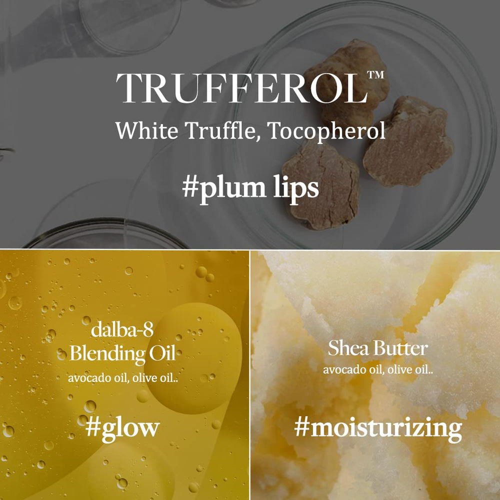 d'alba Piedmont lip balm texture close-up conveys rich oils for deep moisture.