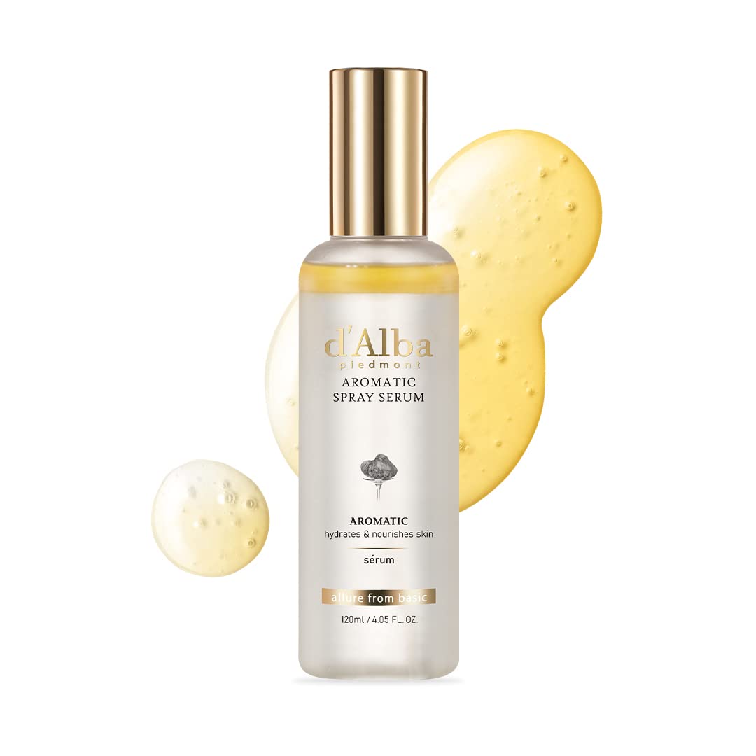 d'alba Piedmont spray serum bottle closeup showing luxe hydration for glowing skin.