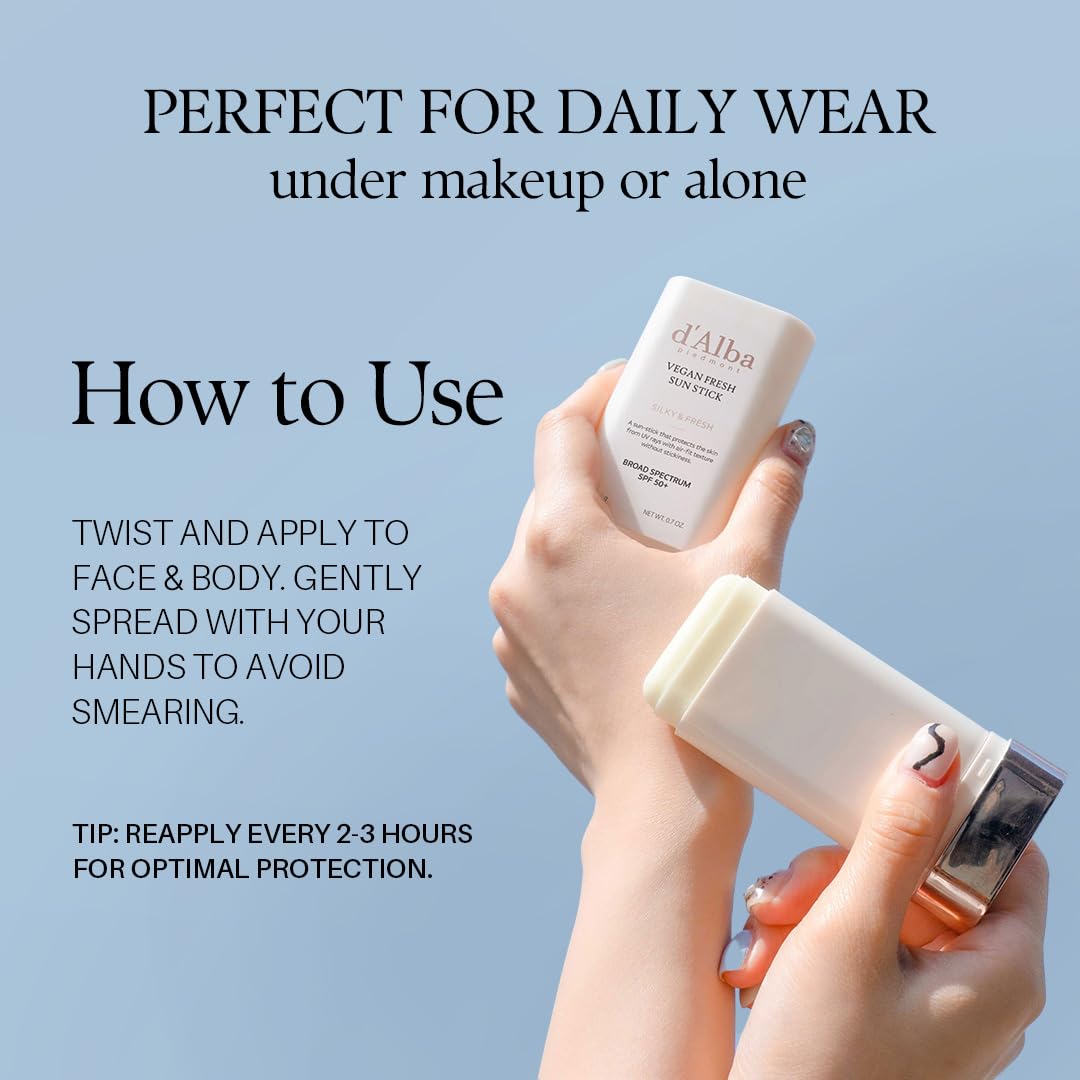 d'alba Piedmont Sun Stick vegan-friendly formula supports a clean skincare routine