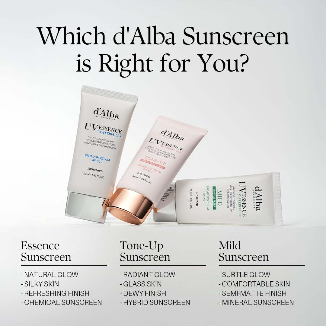 d'alba Piedmont Waterfull Essence Sunscreen packaging shot emphasizes eco-friendly packaging.