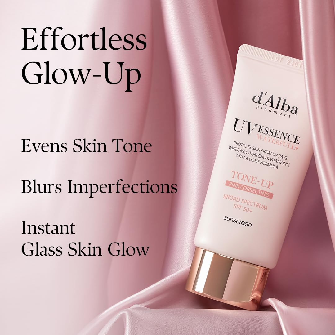 d'alba Piedmont Waterfull Tone-Up Sunscreen Serum during face application for even coverage.
