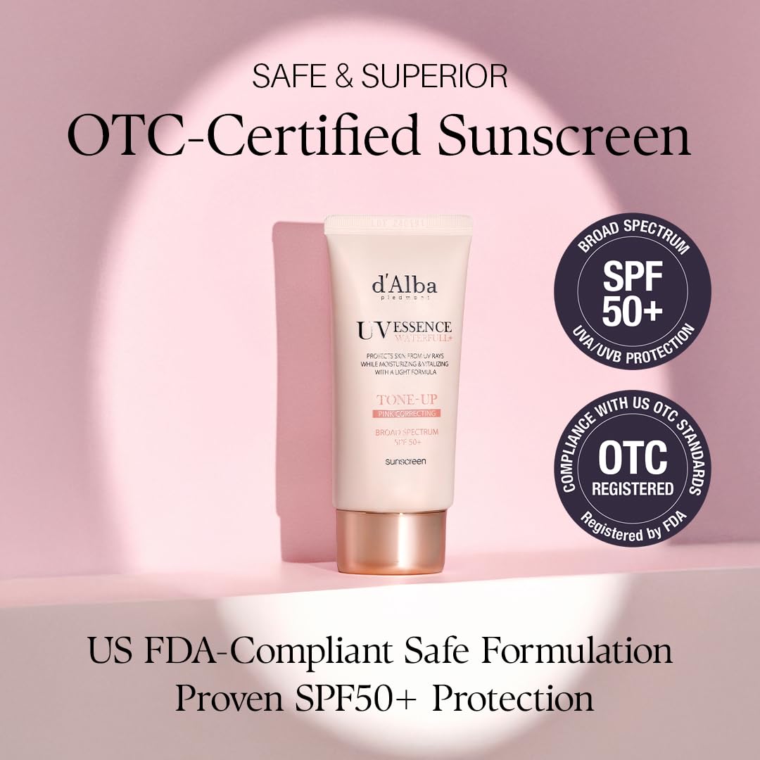 d'alba Piedmont Waterfull Tone-Up Sunscreen Serum spread on hand demonstrates easy, lightweight texture for comfortable application.