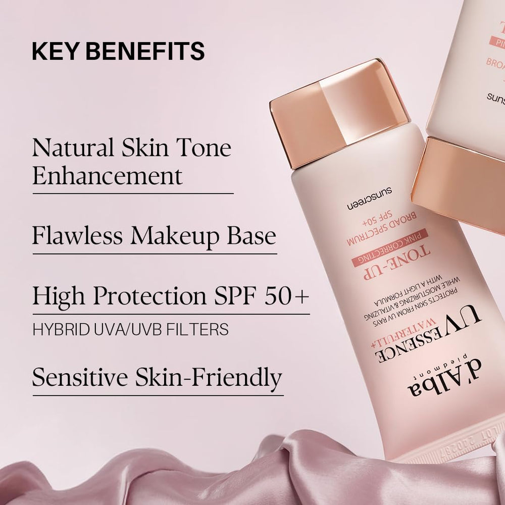 d'alba Piedmont Waterfull Tone-Up Sunscreen Serum sweat-proof outdoor use illustration for active days.
