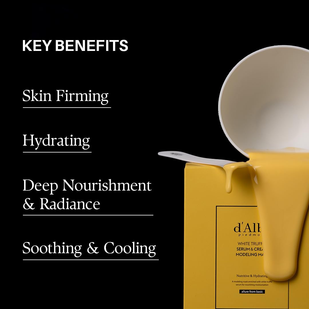 d'alba Piedmont white-truffle mask packaging arrangement suggests spa-like at-home treatment.
