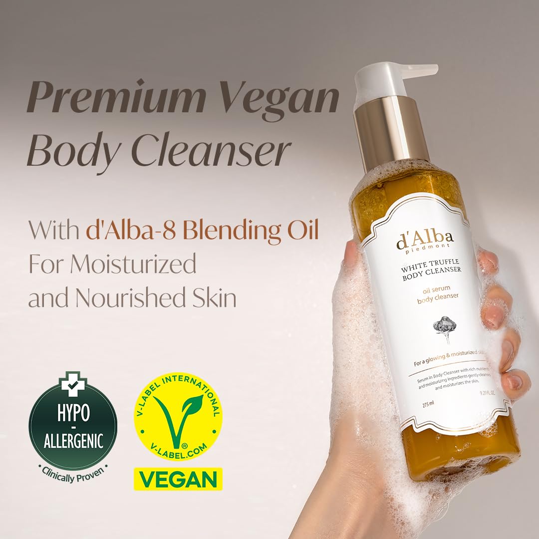d'alba Piedmont cleanser pump highlights easy application and moisturizing cleanse for daily use