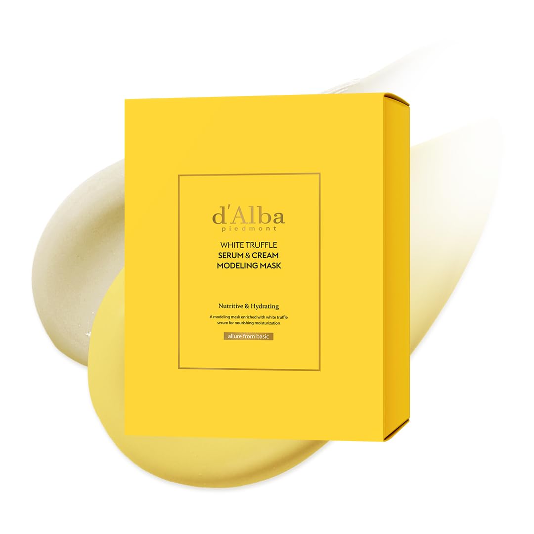 d'alba Piedmont white truffle serum modeling mask pour releasing hydration for plump, nourished skin.