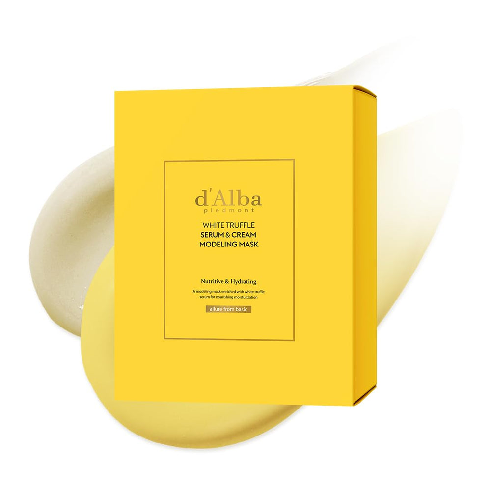 d'alba Piedmont white truffle serum modeling mask pour releasing hydration for plump, nourished skin.