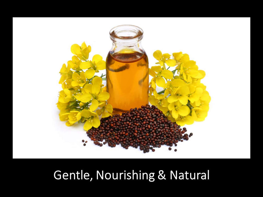 DAANA mustard oil mixed with sea salt for exfoliation.