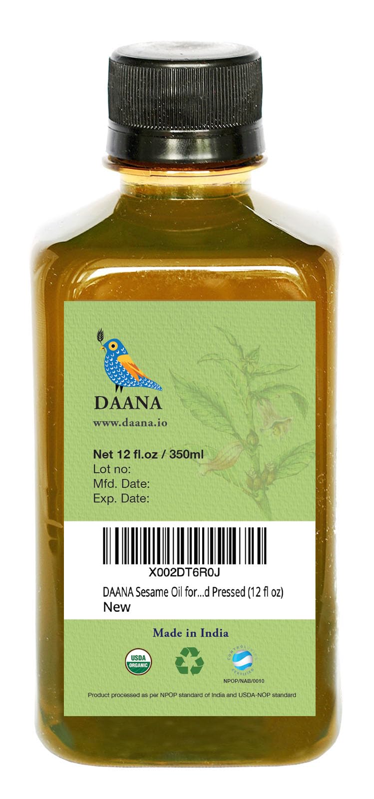 DAANA sesame oil hair-conditioning: nourishes scalp for stronger, shinier hair.