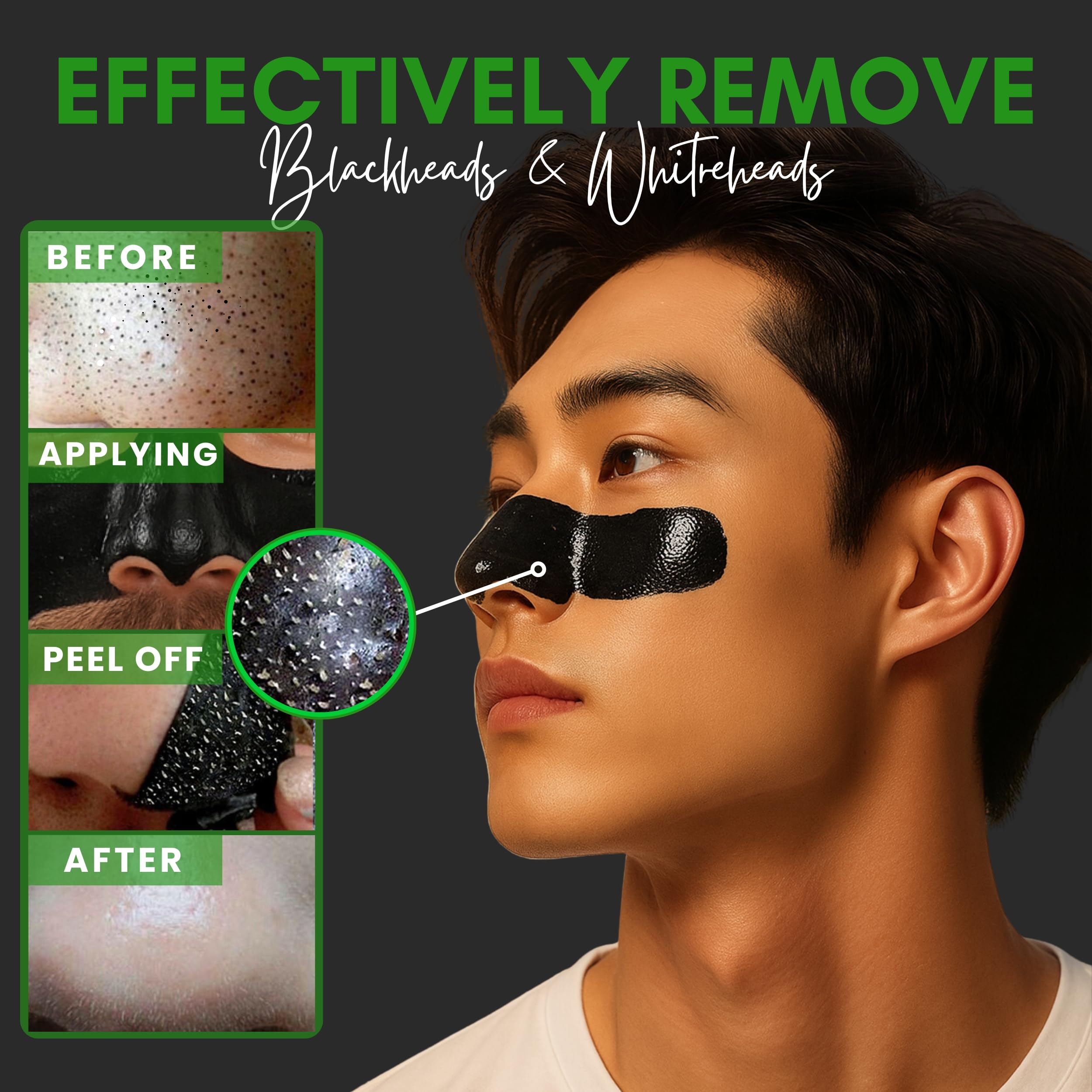 DAAZZS Charcoal peel-off mask application closeup demonstrates easy, even coverage.