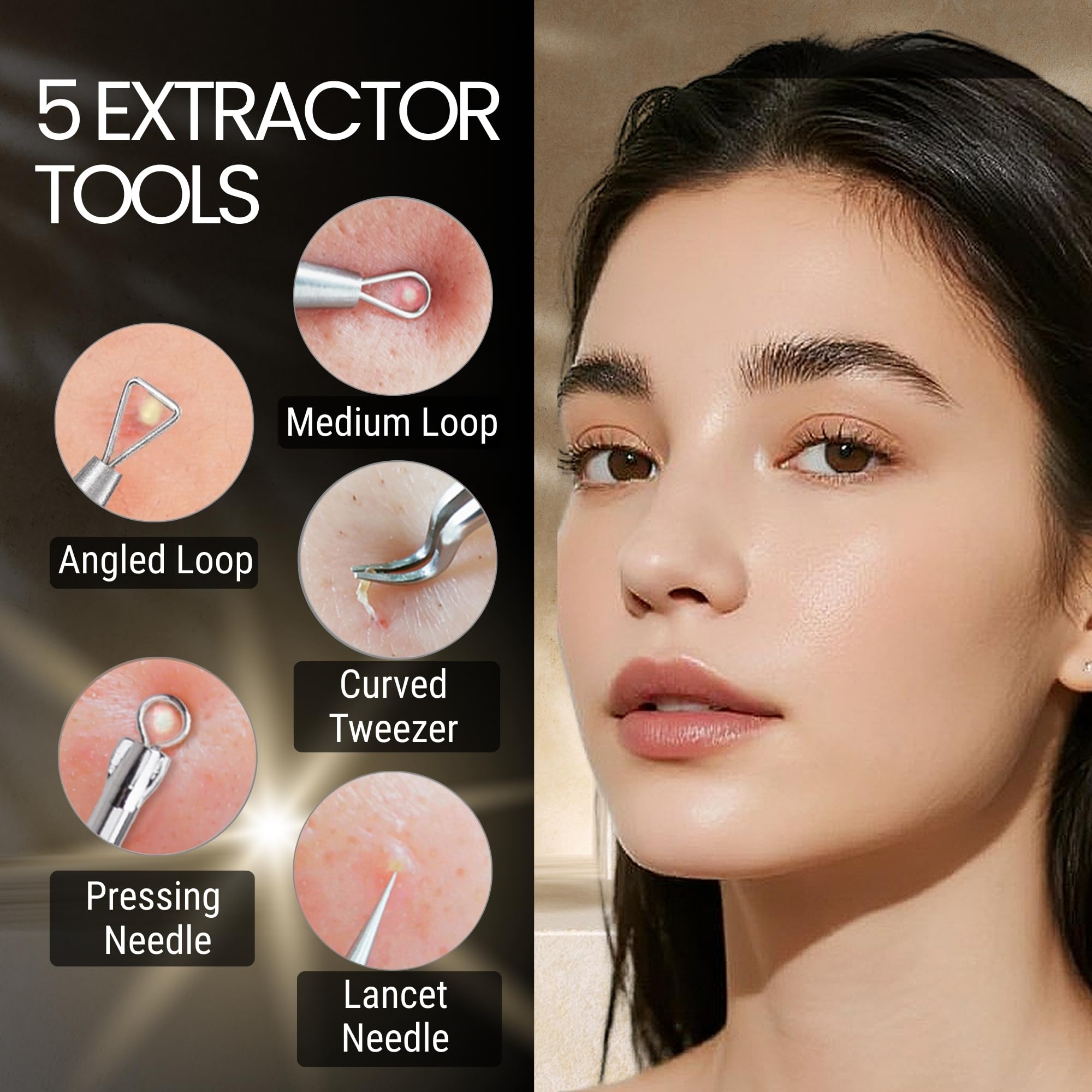DAAZZS Loop extractor tools demonstrate precise pore-cleaning support.