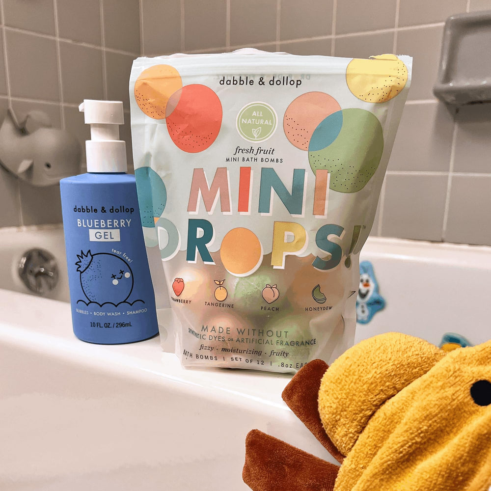 Dabble & Dollop Blueberry 3-in-1 Shampoo Bottle for gentle wash, rinse, and bubble fun