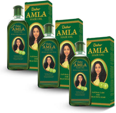 Dabur Amla Hair Oil bottle on shelf promoting scalp nourishment.