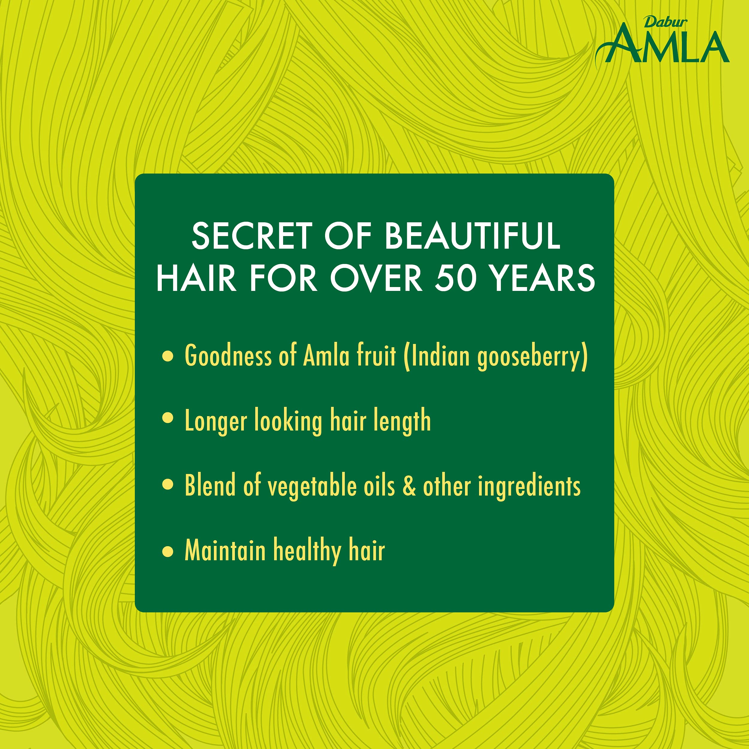 Dabur Amla Hair Oil long-hair-growth visual hints at growth support.