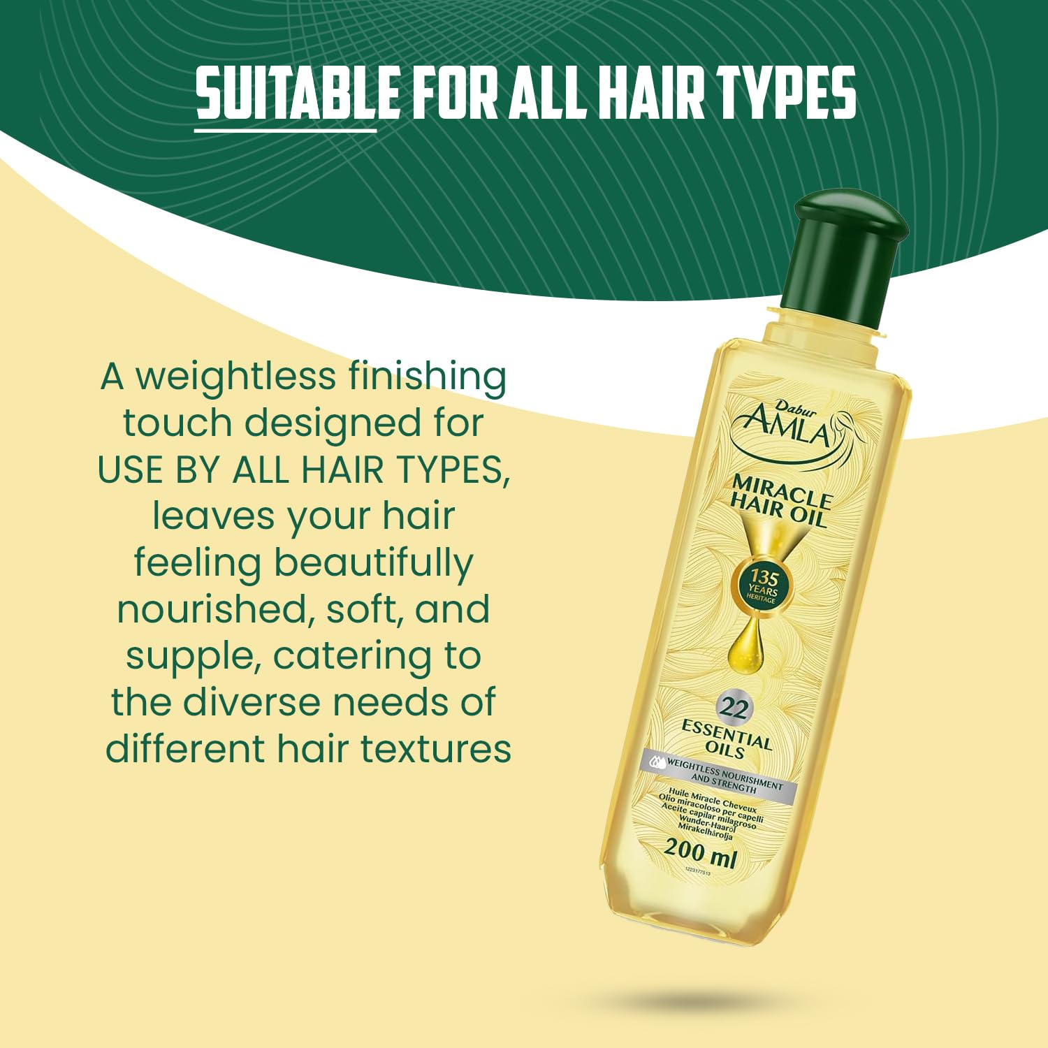 Dabur Amla Luxe hair oil texture close-up shows oil-rich yet lightweight formula
