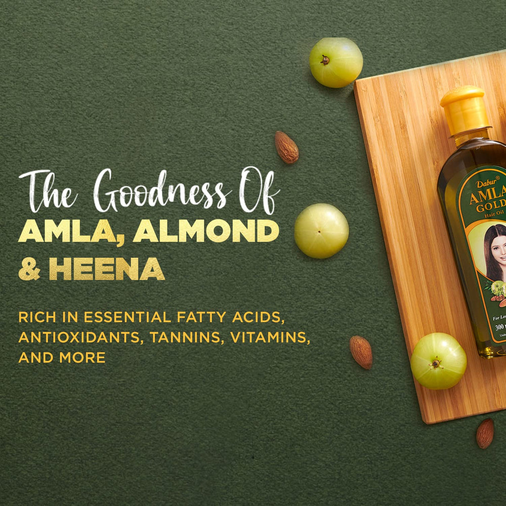 Dabur Vatika Amla Hair Oil amla extract closeup highlights nutrient-rich care for roots.