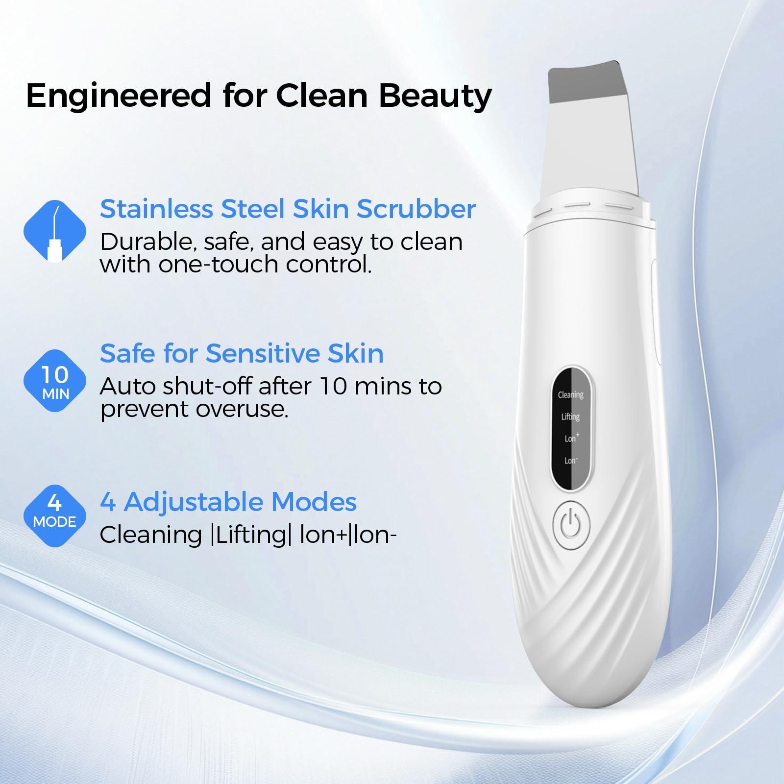 DABZAL Skin Scrubber rechargeable battery and USB charging for on the go use