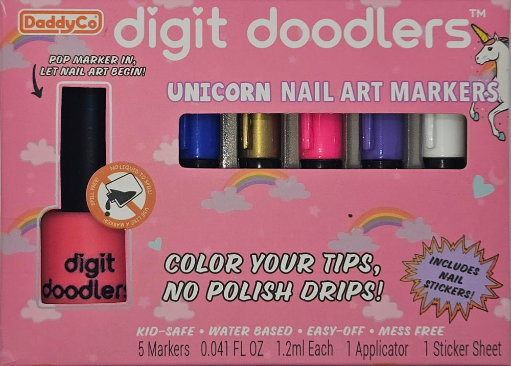 DaddyCo Unicorn Nail Art Markers packaging ready for mess-free kid creativity.