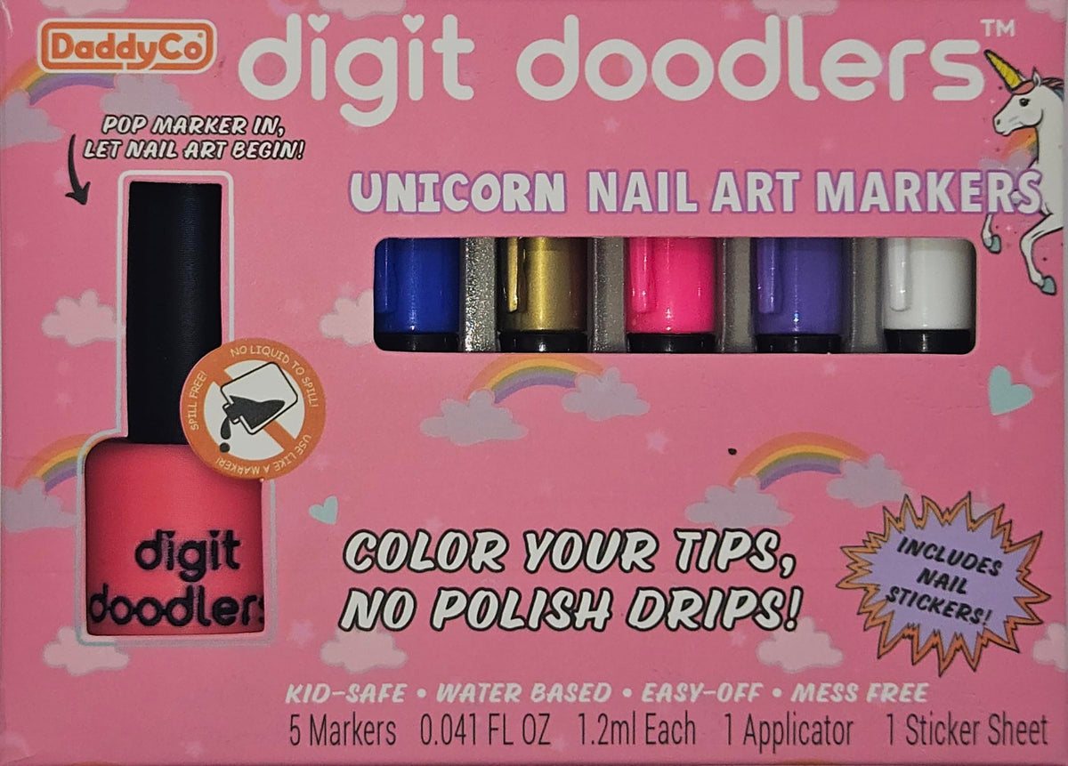 DaddyCo Unicorn Nail Art Markers packaging ready for mess-free kid creativity.