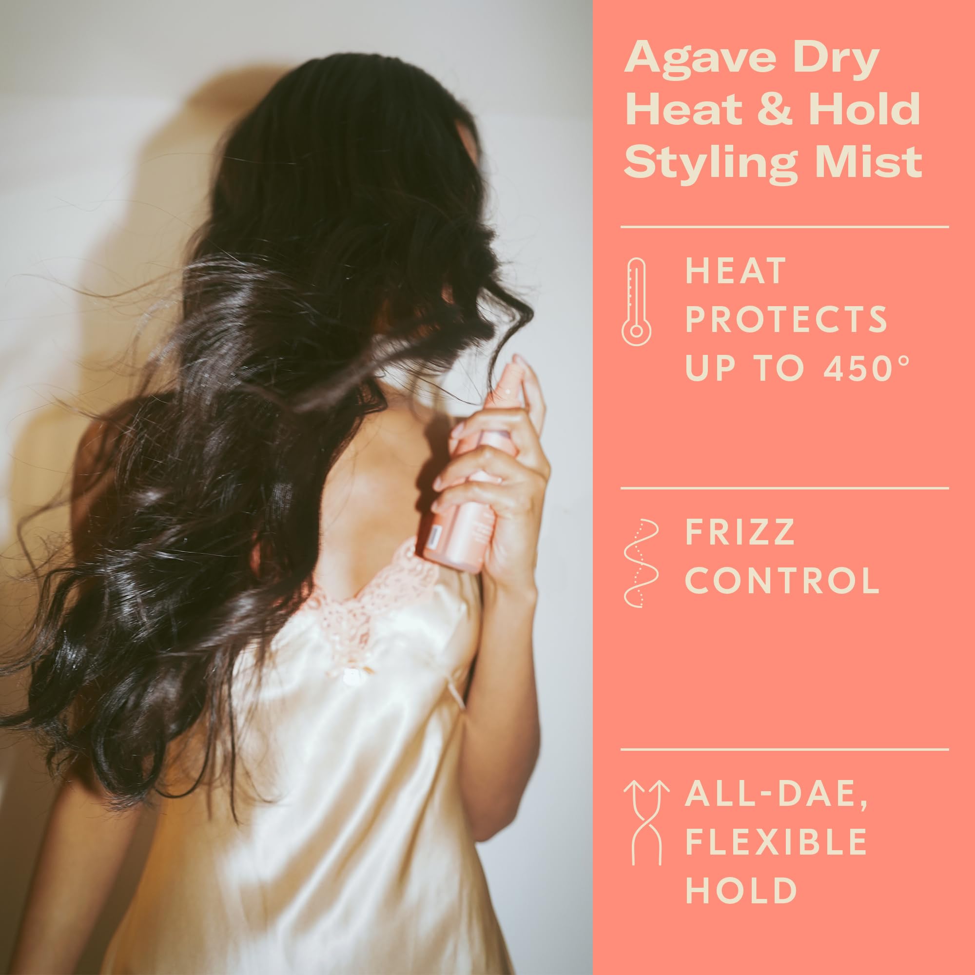 DAE agave dry heat spray with recyclable packaging highlights sustainability and cruelty-free formula