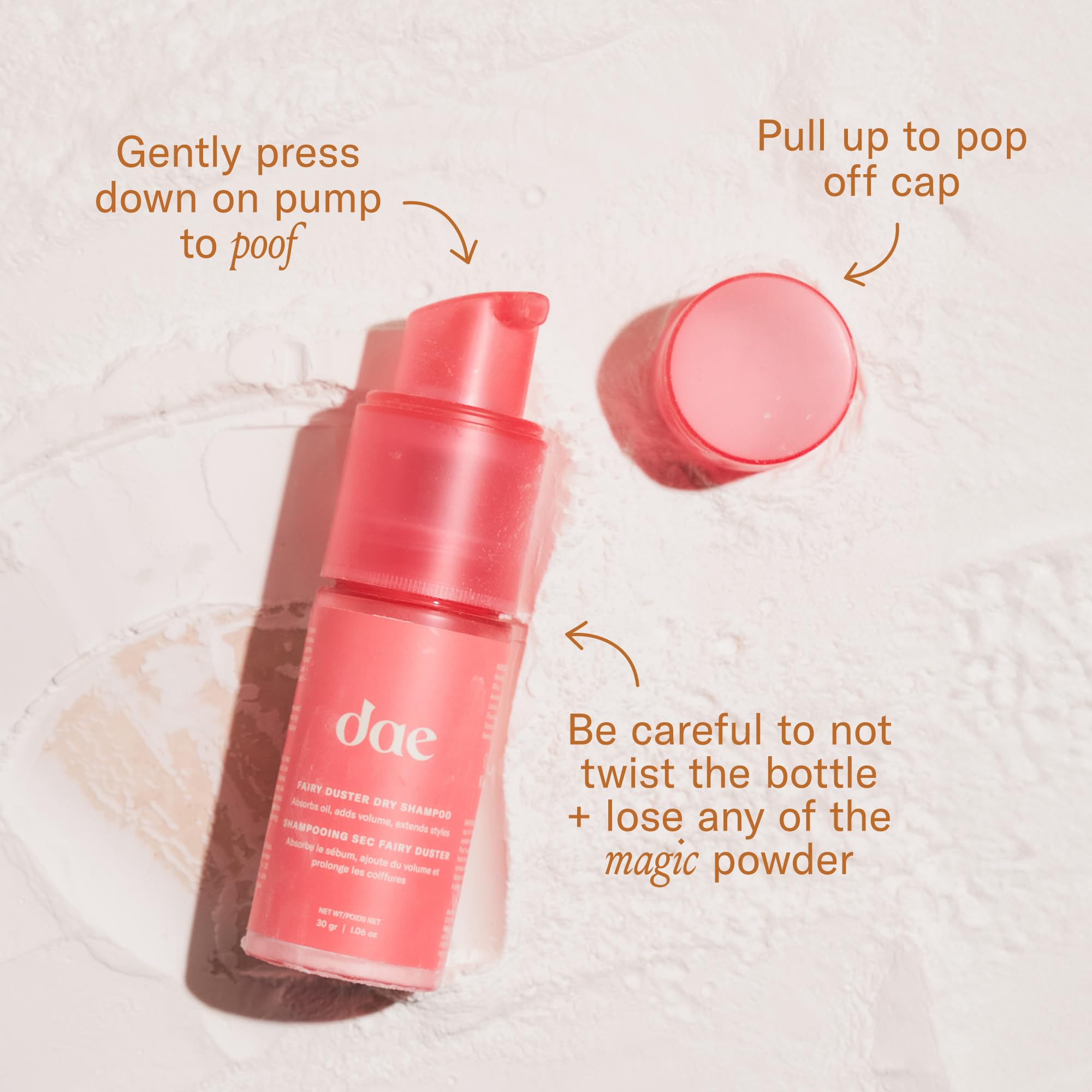 DAE Fairy Duster Dry Shampoo Powder application scene for seamless blending.