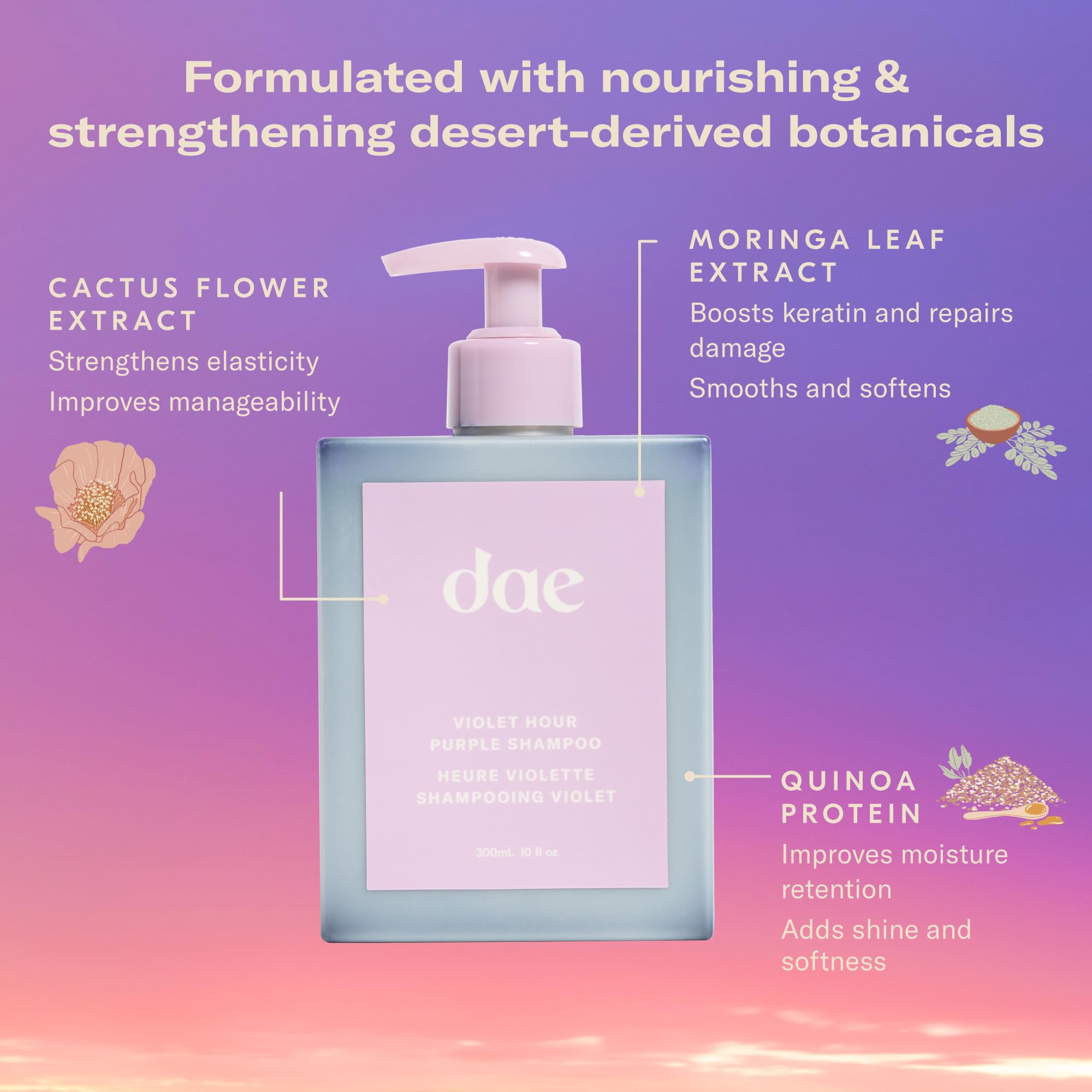DAE Violet Hour Purple Shampoo pour ready for even distribution across strands.