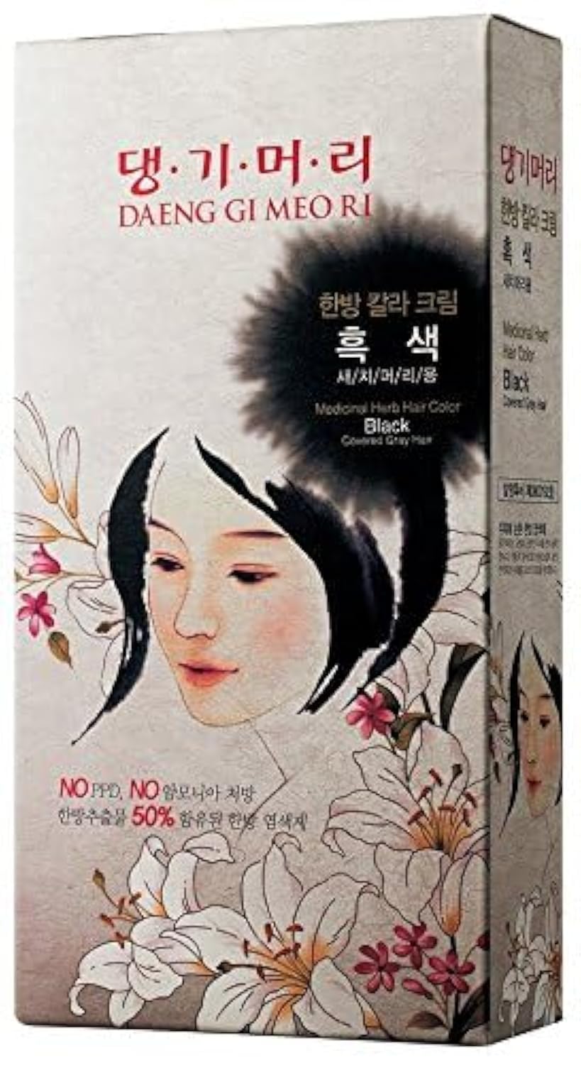 Daeng Gi Meo Ri packaging close-up highlighting herbal dye formula.
