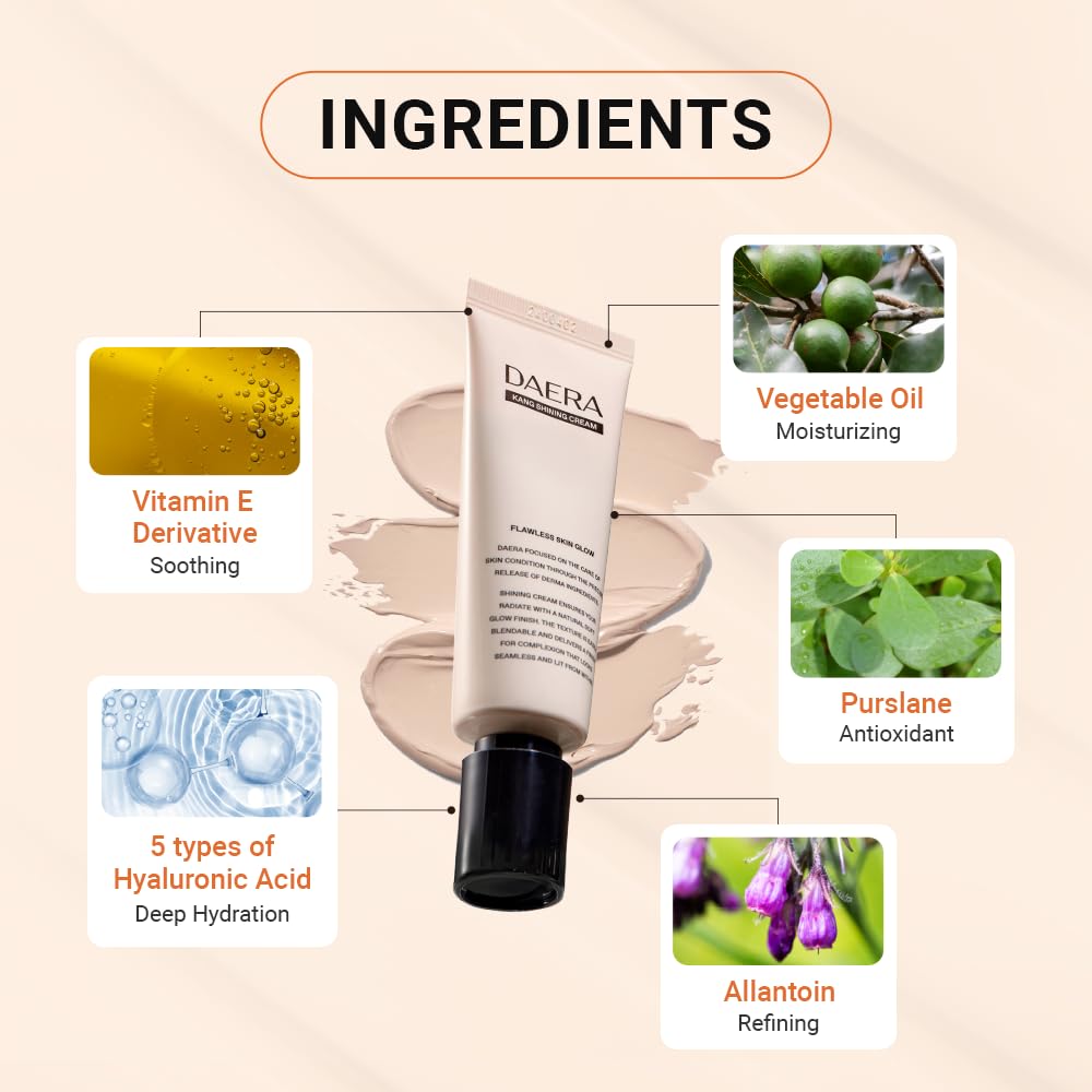 DAERA Kang Shining BB Cream self-adjusting shade adapts to skin tone.
