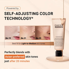 DAERA Kang Shining BB Cream swatch highlights natural color adaptivity.