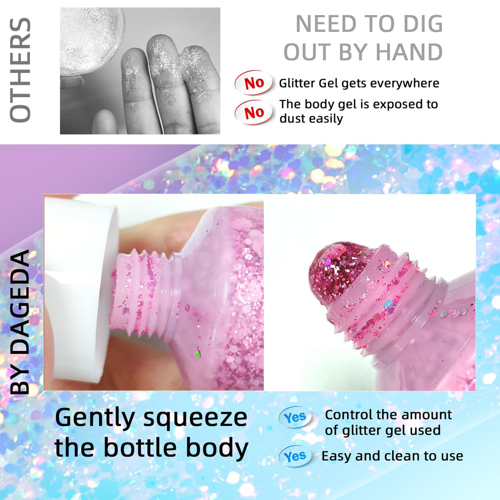 DAGEDA glitter on cheeks nails lips creates radiant accents
