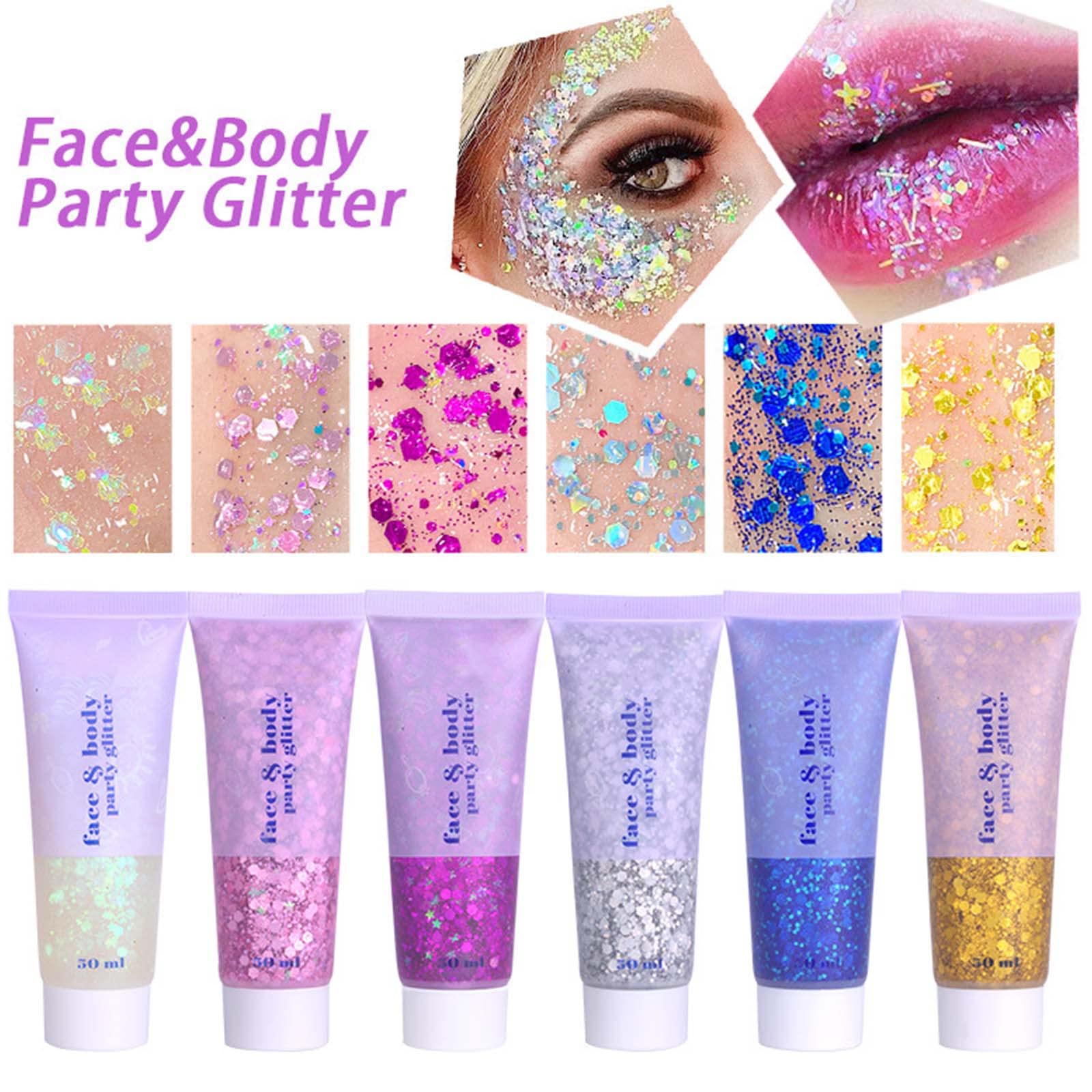 DAGEDA glitter gel face application shows easy-on gel texture for bold makeup accents