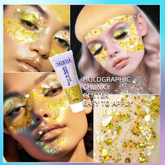 DAGEDA glitter gel moons create magical accents on cheeks or eyes
