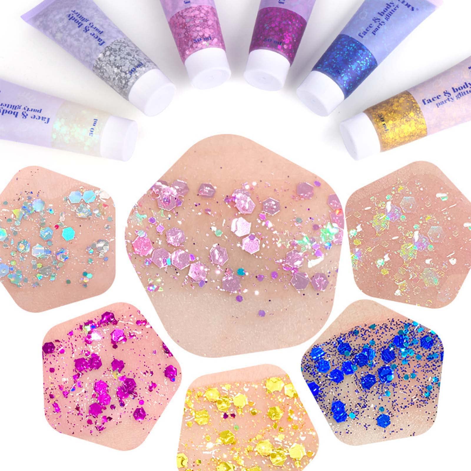 DAGEDA glitter gel on hair and collarbone for shimmering festival styling