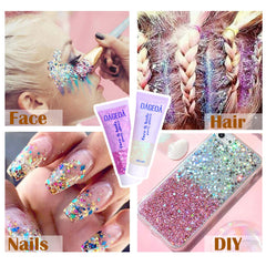 DAGEDA glitter gel pink lid open showing easy-application shimmer