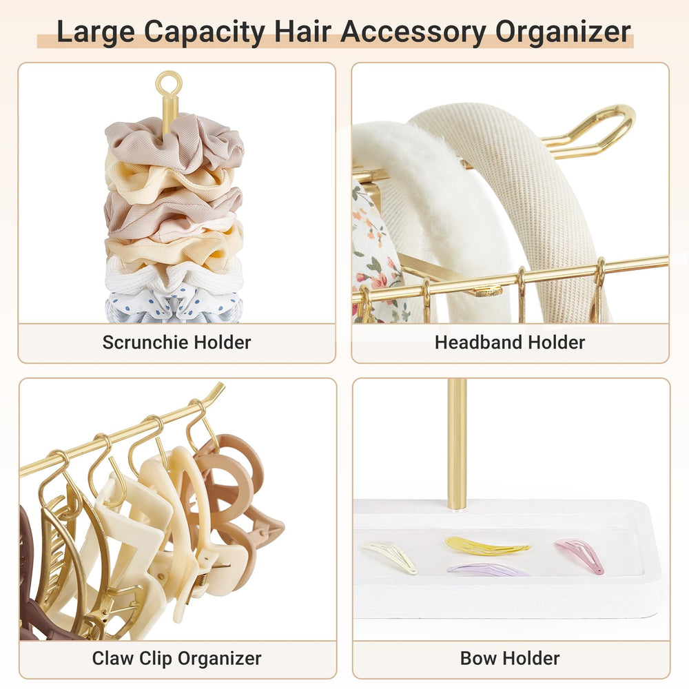 Dahey headband holder decor adds a chic gold touch to vanity or dorm rooms.