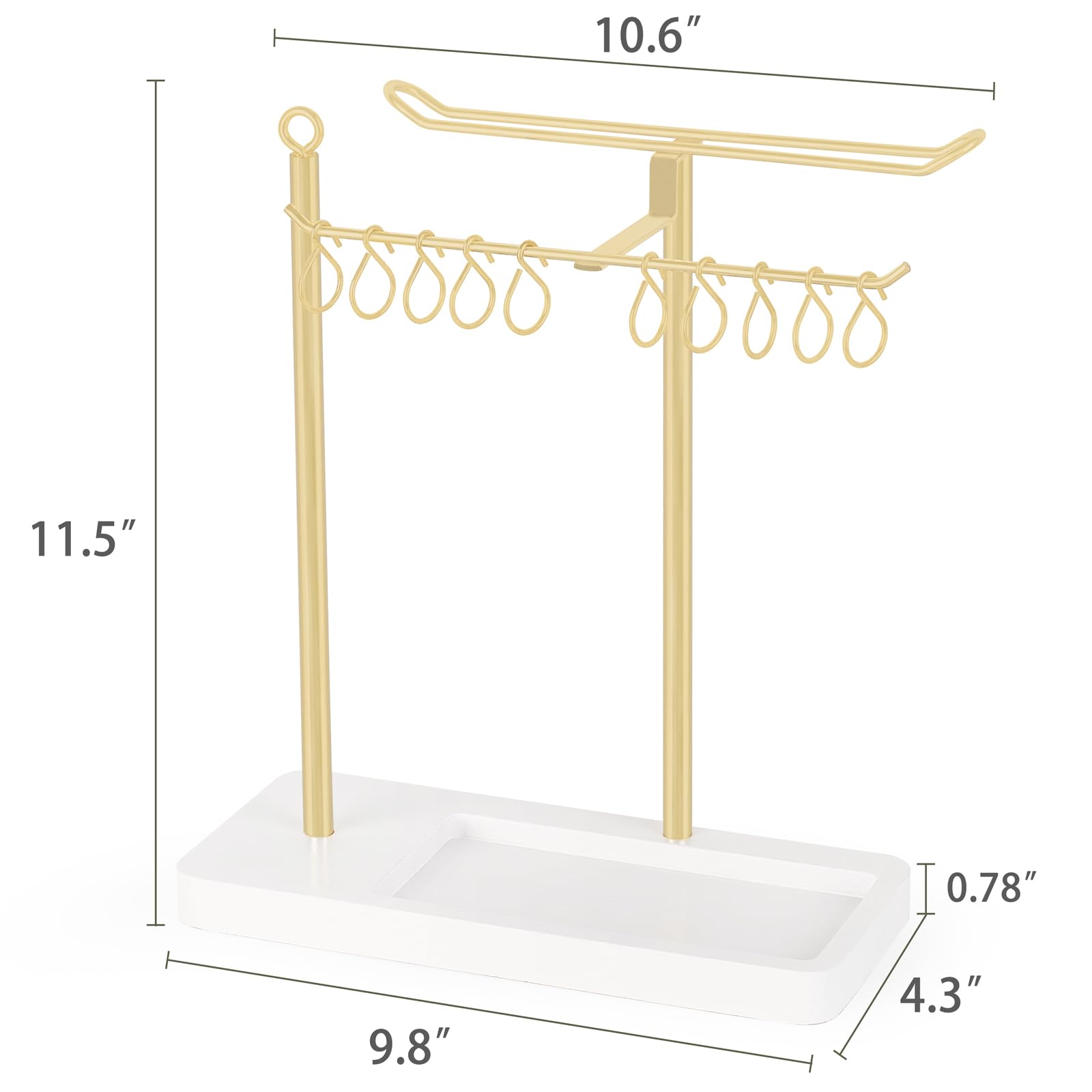 Dahey headband holder upward-curved hooks prevent slips while organizing scrunchies neatly.