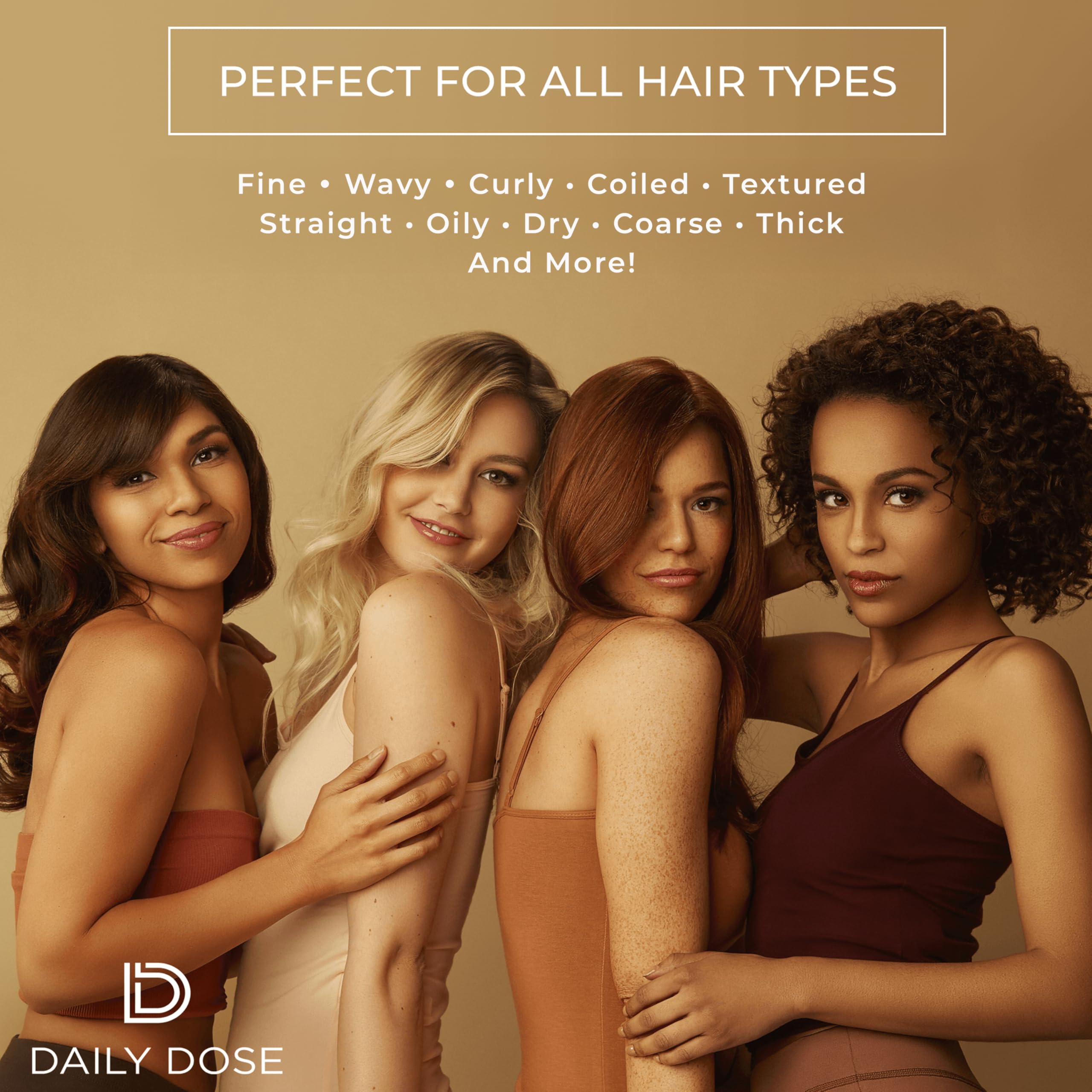 DAILY DOSE all-hair-types detangling benefits shown for versatile use